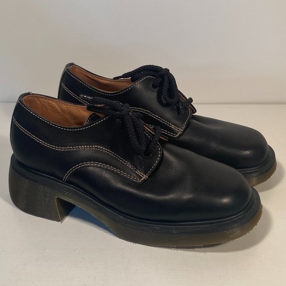 Dr Martens Made in England Black Chunky Heel Oxfords Women 5 UK / 7 US (Y2K) - Picture 1 of 9